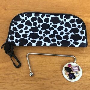 Eyeglass case & crystal table bag holder